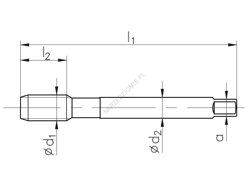 Rysunek techniczny: Gwintownik maszynowy wysokowydajny NGMm/1 DIN 371/1-B M10x1 6H HSSE-PM S-NC TiCN